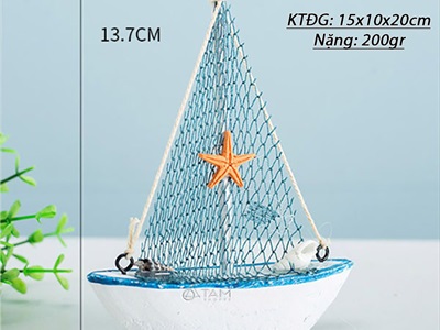 Mô hình thuyền buồm lưới trang trí để bàn THUYEN-01
